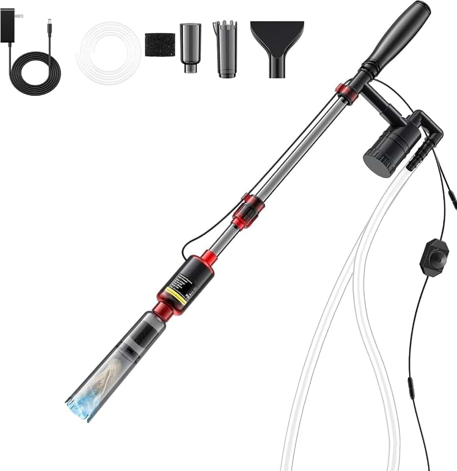 Mildhug Fish Tank Cleaner - Electric Aquarium Vacuum Gravel Cleaner, Electric Fish Tank Cleaning Tools, Adjustable Water Flow Aquarium Cleaner Kit