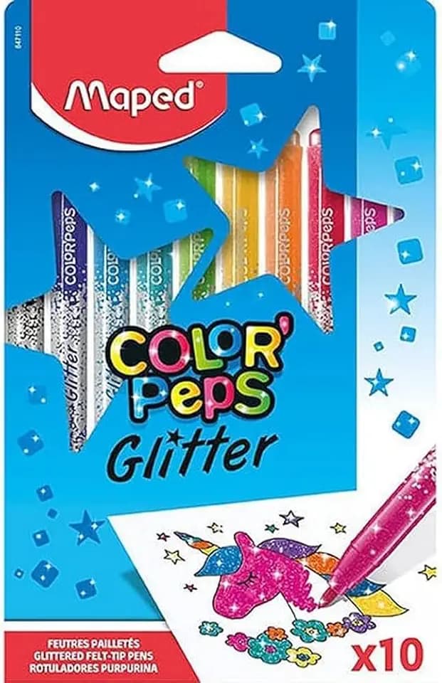 Maped - Glitzer-Filzstifte COLOR'PEPS GLITTER - hervorragende Deckkraft- extra viele Glitzerpartikel , 10 Stück (1er Pack)