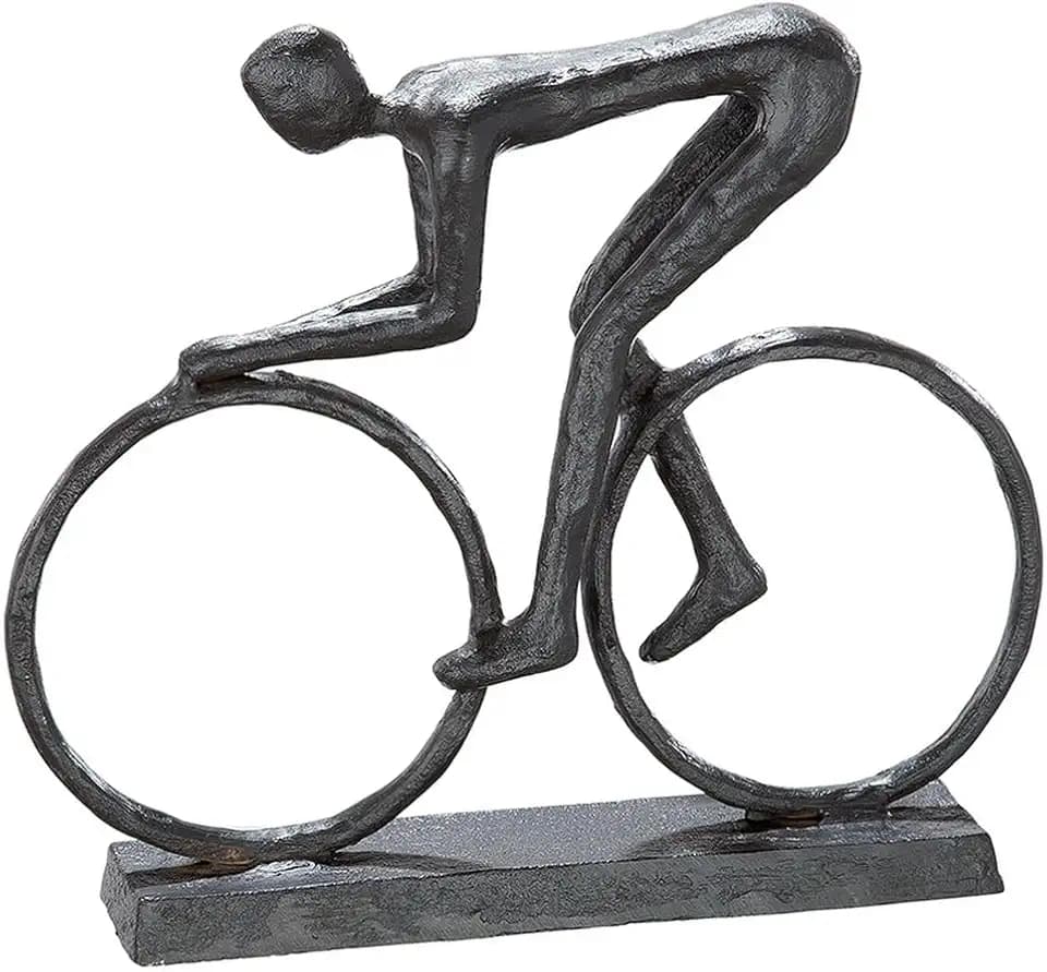 Casablanca Skulptur Racer, Deko Figur Braun, Metall Statue Wohnzimmer, Büro Dekoration H. 15 cm x B. 17,5 cm - Rennradfahrer, Fahrrad Bike Metallfiguren