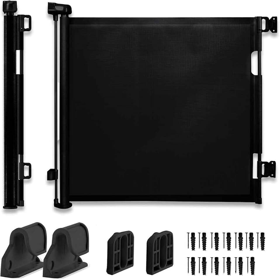Treppenschutzgitter Ausziehbar 150cm, Türschutzgitter, Babygitter Schwarz