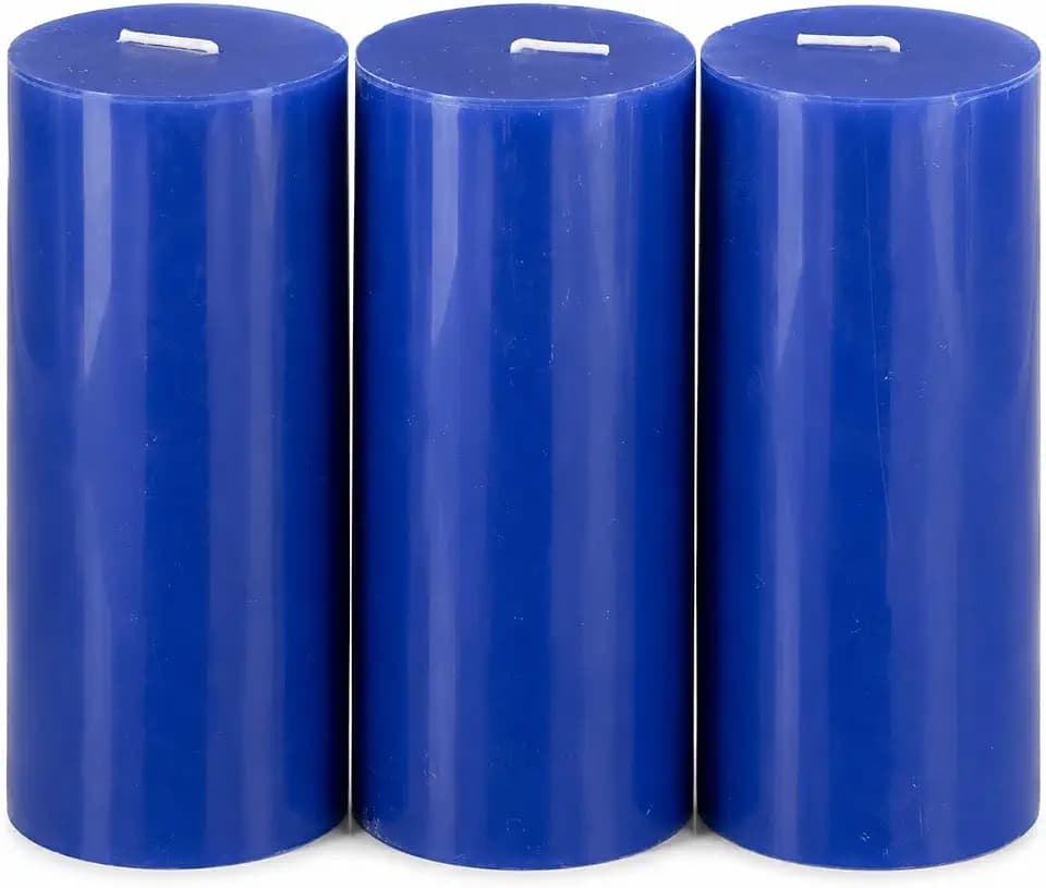 Dinil Blue Pillar Candles 3x6 Inch, Set of 3 Unscented Dripless Smokeless Candles, 65+ Hour Burn Time for Wedding Centerpiece, Dinner Table & Home Decor