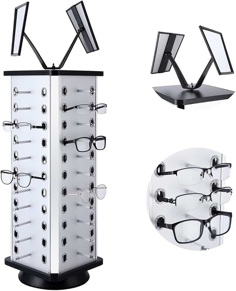 VARIPOWDER 360°Rotating Sunglass Display Stand Sunglasses Organizer Holder