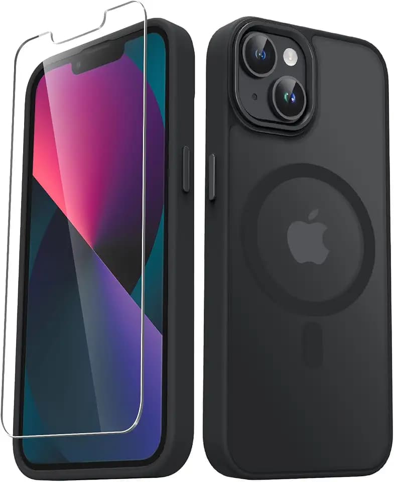 YENAPOON for iPhone 14 Case, iPhone 13 Case, Matte Magnetic Case, Black