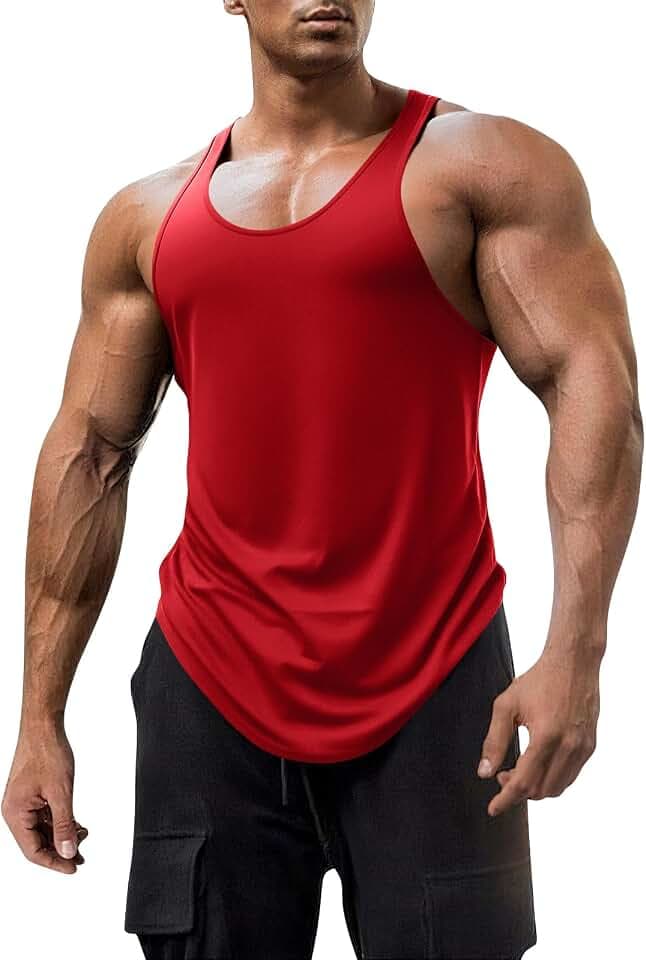Mens Workout Tank Tops Fitness Bodybuilding Sleeveless Gym Muscle Stringer Shirts