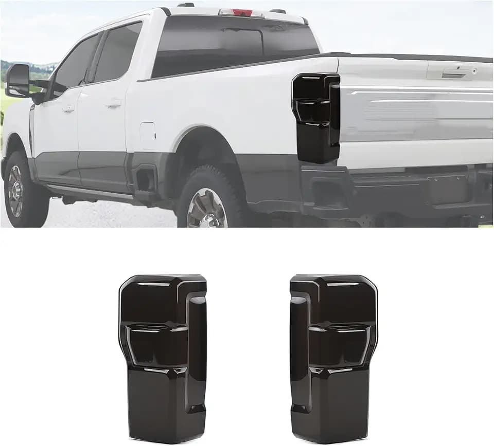 RAZPOY Tail Light Cover, Smoked Rear Light Guards Trim Compatible with Ford F250/F350/F450/F550 2023 2024 2025, Smoke Black (with Blind Spot Module)