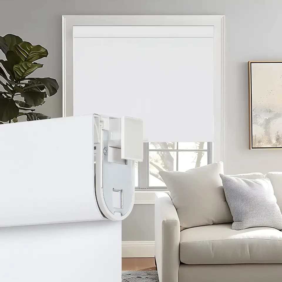 Persilux 100% Blackout Roller Shades, No Tools No Drill Cordless Blinds for Windows, Thermal Insulated UV Protection Privacy Window Shades for Bedroom Home Office Living Room (White, 32" W x 72" H)