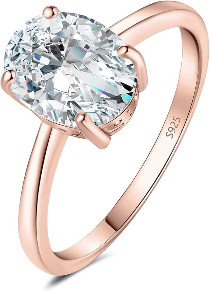 JewelryPalace Oval 1ct 2ct Moissanite Solitaire Engagement Rings for Women