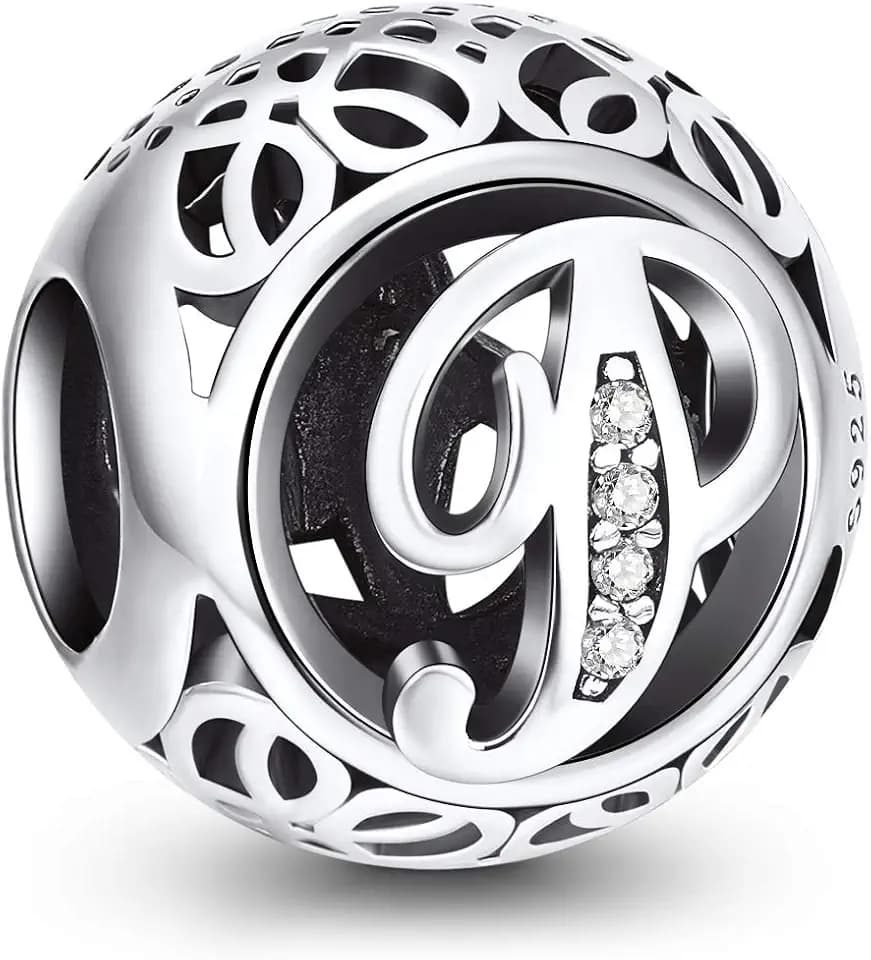 NINGAN Letter Alphabet Charm 925 Sterling Silver A-Z Initial Beads Fits Women's Europeans Bracelet and Necklace