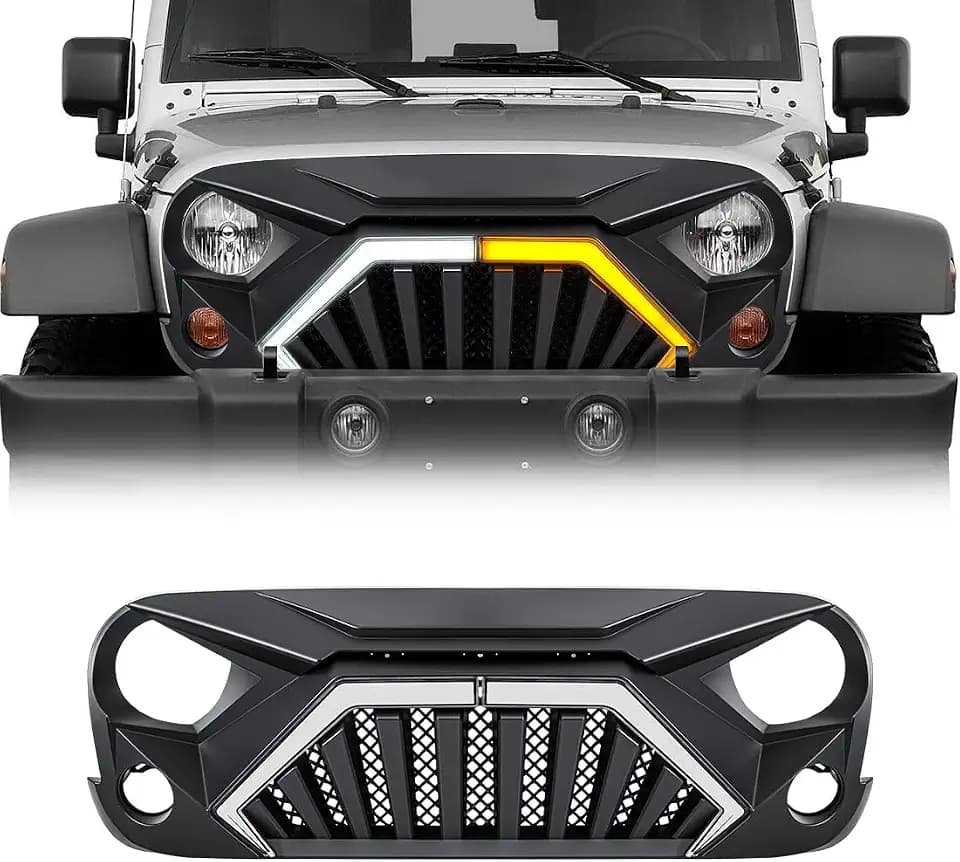 Goliath Grill Front Grille w/DRL Turn Signal For 07-18 Jeep Wrangler JK/JKU