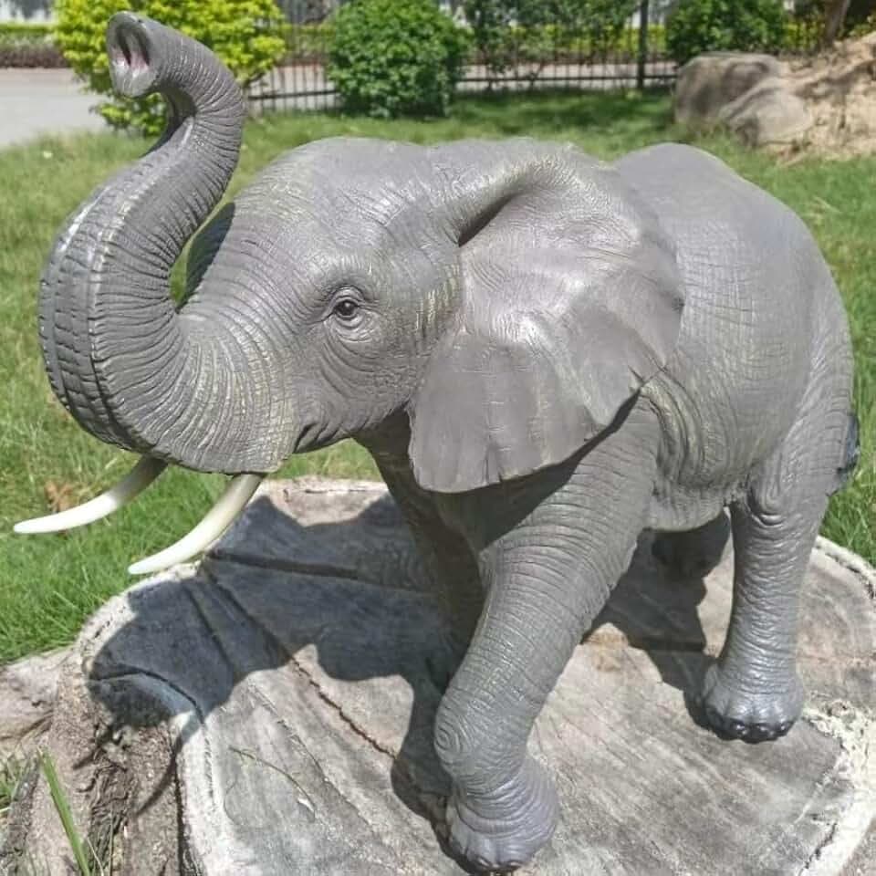 Large-Scale Realistic Resin Elephant Sculpture Statue-Country Style Animal Decor for Garden Yard Lawn Patio Balcony Entryway, Housewarming Gift for Independence Day Halloween Easter Thanksgiving