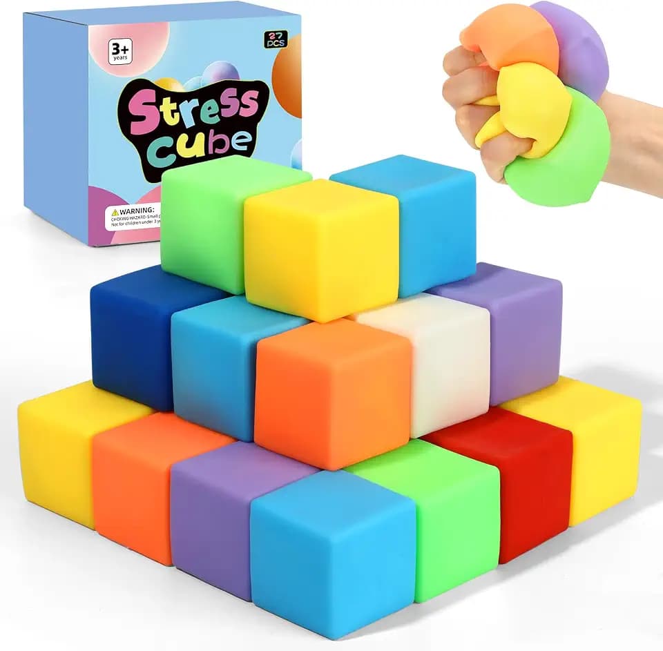 Slow Rising Stress Cube Mini 27 Pack Squishy Fidget Toys Dough Filled