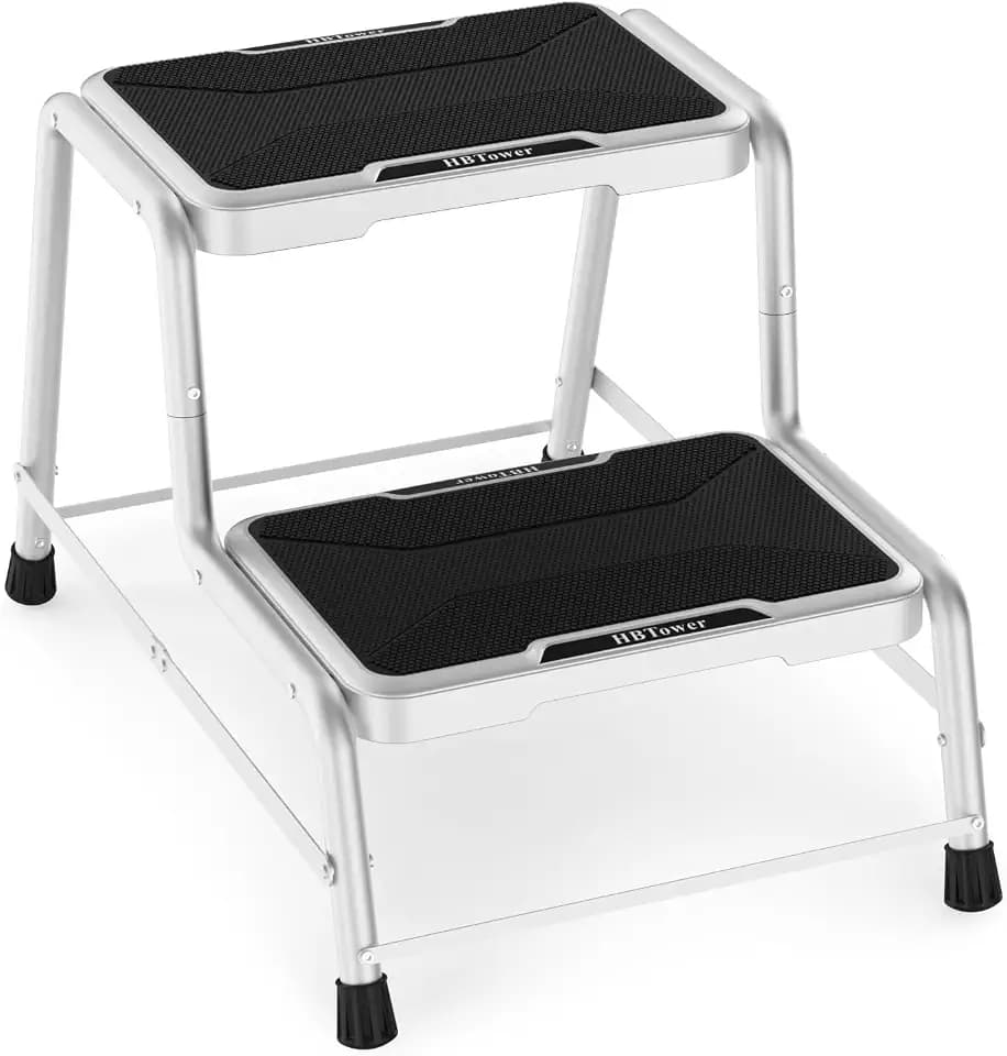HBTower 2 Step Stools for Adults Kids with Non-Slip Rubber Feet
