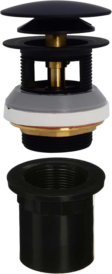 Westbrass D98LTBAA-62 Integrated Overflow Drain 1-1/2 in. NPSM Coarse Thread Tip-Toe Mechanism with ABS Adapter, Matte Black