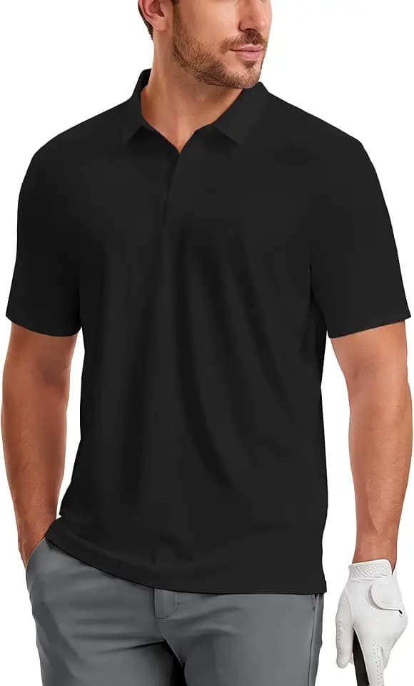 PULI Men's Golf Polo Stand Collar Breeze Moisture-Wicking Regular Fit Tops