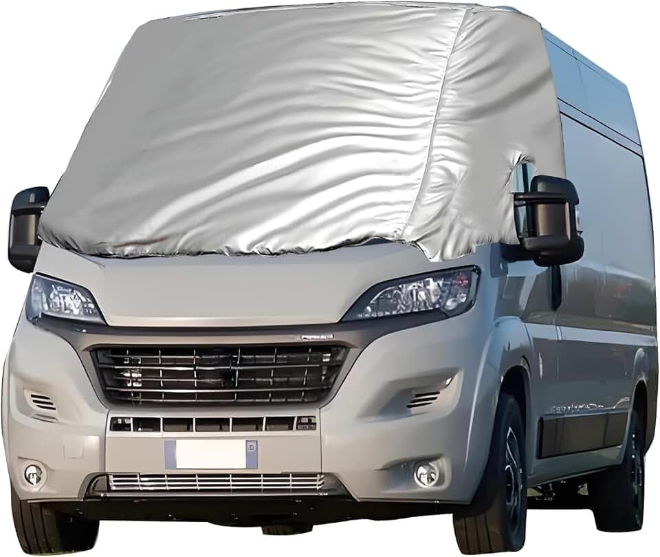 Externe Thermo-Windschutzscheibenabdeckung für VW Crafter 2018-2024, Silber Faltbare Frontscheibenabdeckung Frontscheiben-Wickelabdeckung, Anti-Frost-EIS-wasserdichte