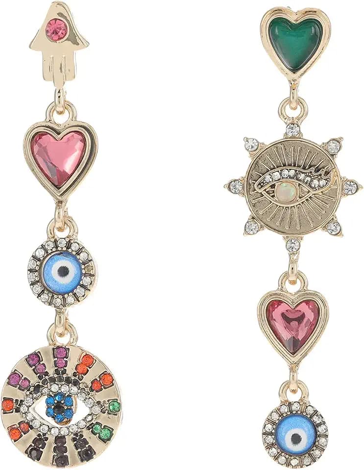 Betsey Johnson Womens Evil Eye Linear Earrings