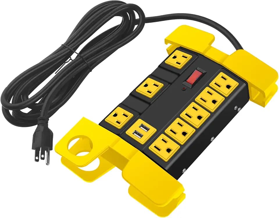 CCCEI Heavy Duty Surge Protector Power Strip with USB. Black, 10ft, 1.