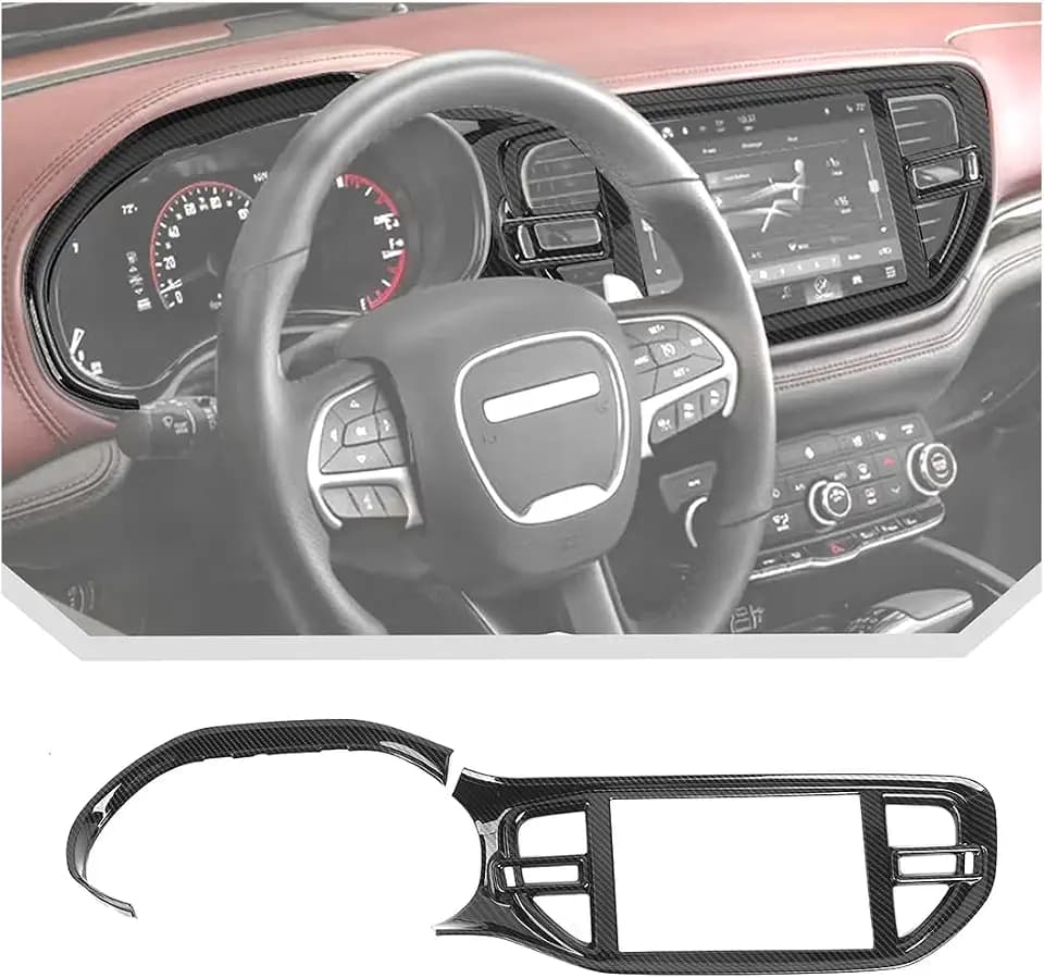 JeCar Carbon Fiber Interior Trim for 2022-2025 Dodge Durango - Dash Navigation Bezel Panel Covers Decoration Accessories (Only for 10.1" Screen)