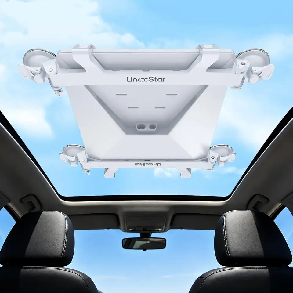 Star Link Mini Saugnapf Halterung für Auto Sonnendach, Verstellbare Star-Link Mini Halterung mit 4 Starke Saugnäpfe, Stalink Mini Zubehör für Auto, LKW, Wohnmobil, Boot und Roadtrip, Weiß