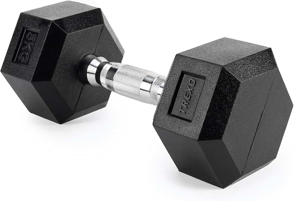 XTREXO Hexagon Hanteln 2,5 kg – 35 kg, Ergonomischer Verchromter Griff, Gummierte Gusseisen Kurzhantel, Fitnessgerät für Zuhause, Geeignet für Männer und Frauen