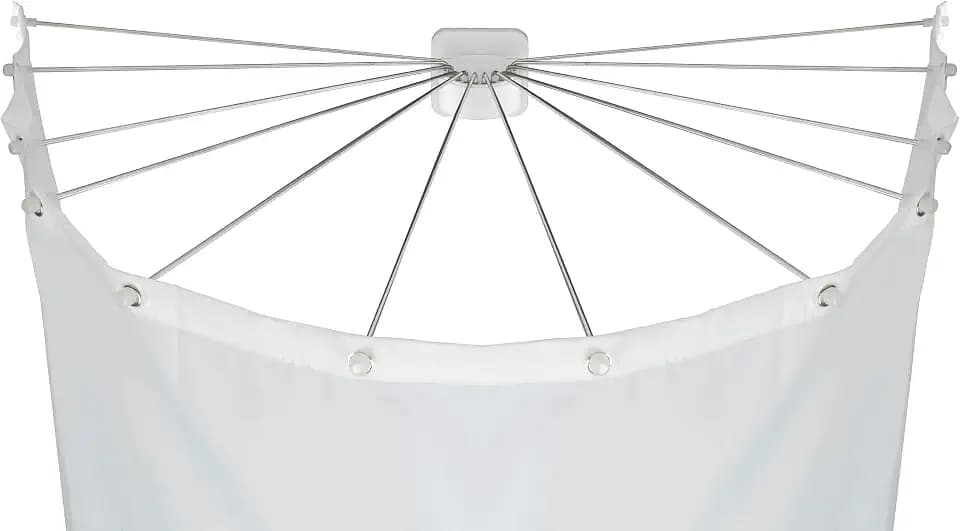 WENKO Duschschirm mit Edelstahl 12 Armen, Duschspinne als Duschvorhang, Duschvorhanghalter, 96 x 10,5 x 72 cm, Weiß