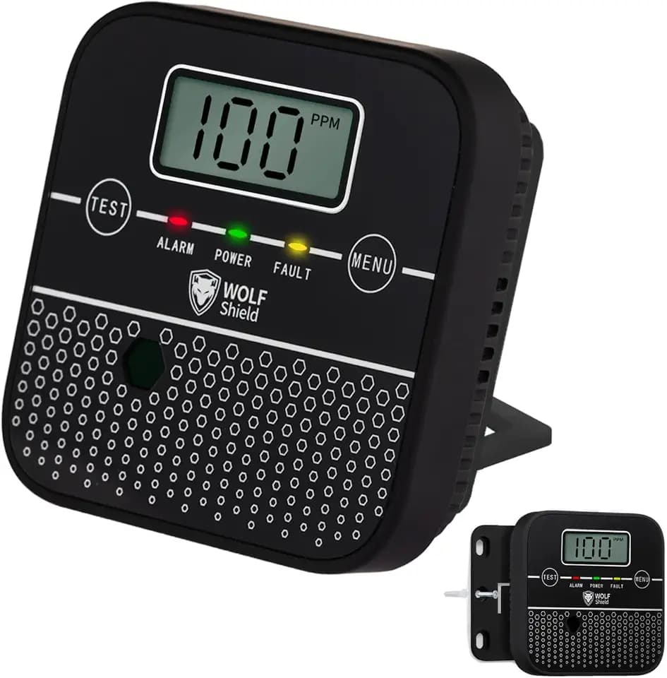 Kohlenmonoxid-Melder 10 Jahre versiegelte Batterie Lebensdauer Mini Kohlenmonoxid-Warnmelder WOLF SHIELD CO-Melder mit freistehenden LCD-Display Test Silence-Funktion für Haus,Wohnwagen,Wohnmobil,Auto