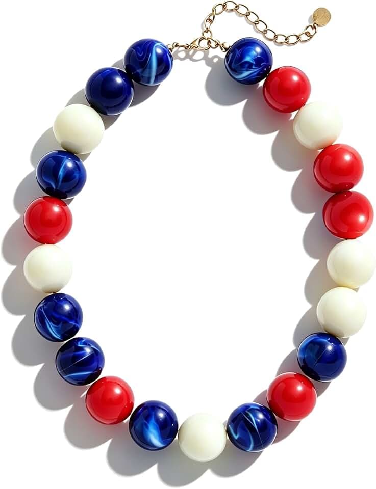 Chunky Beaded Necklace for Women Boho Statement Choker Necklace Trendy Resin Beads Summer Beach Jewelry Gifts