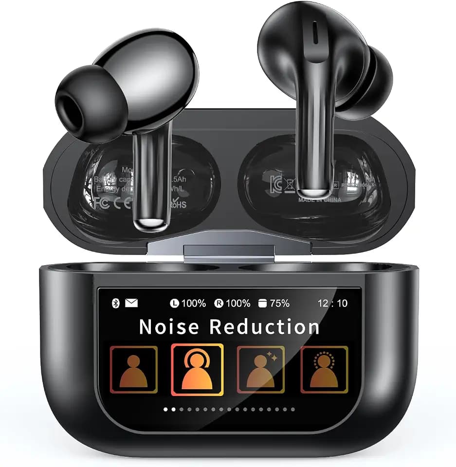 Wireless Earbuds, Bluetooth 5.4 Ear Buds, ENC Noise Cancelling Headphones with 48H Playtime, Bass Stereo Sound, Compatible with iPhone Air/17/16/15/14/Android, Pad - Black