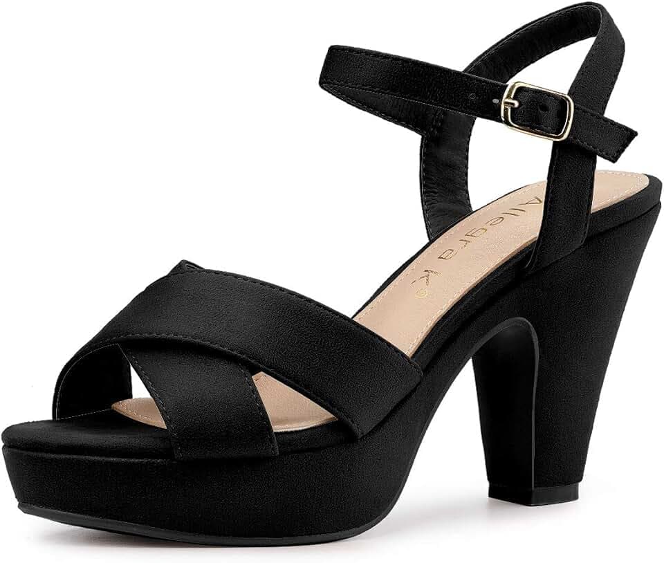 Allegra K Damen Plateau Sandalen mit Blockabsatz Slingback