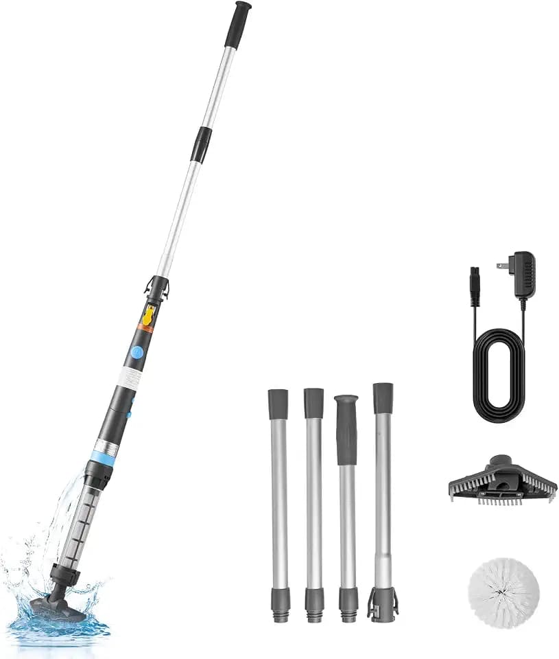 VEVOR Handheld Pool Vacuum, 8.5 GPM Cordless Spa Hot Tub Vacuum with Extension Pole and 2 Brush Heads, 60 Mins Running Time, for Small Debris, Sand, Rechargeable Pool Cleaner for Above Ground Pools