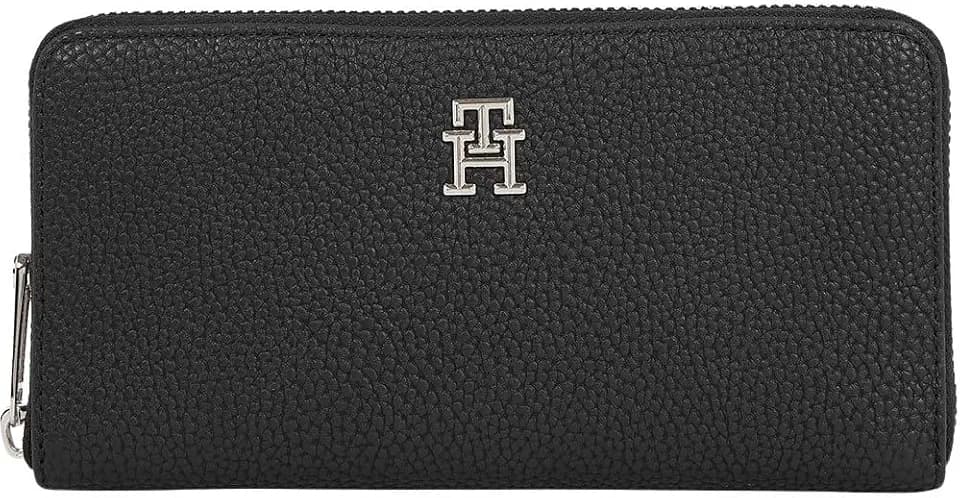Tommy Hilfiger Damen Geldbörse Emblem Large mit Reißverschluss, Schwarz (Black), Einheitsgröße