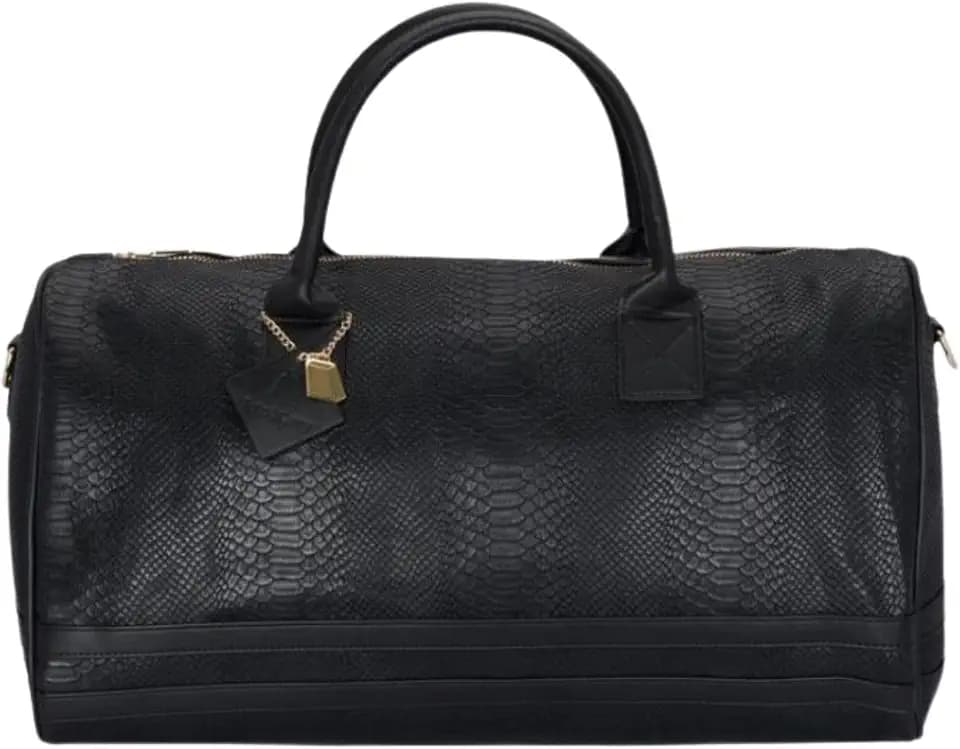 Tote&Carry Apollo 2 Duffle Bag for Travel Women & Men, TSA Approved Carry On Duffel Bag, Premium Vegan, Durable Weekender Luggage for All-Purpose Use (Black - SnakeSkin Pattern, XL)