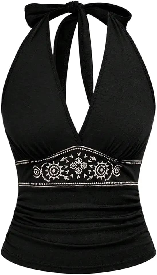 BEAUDRM Women's Western Tops Halter Cowgirl Rodeo Country Concert Outfits