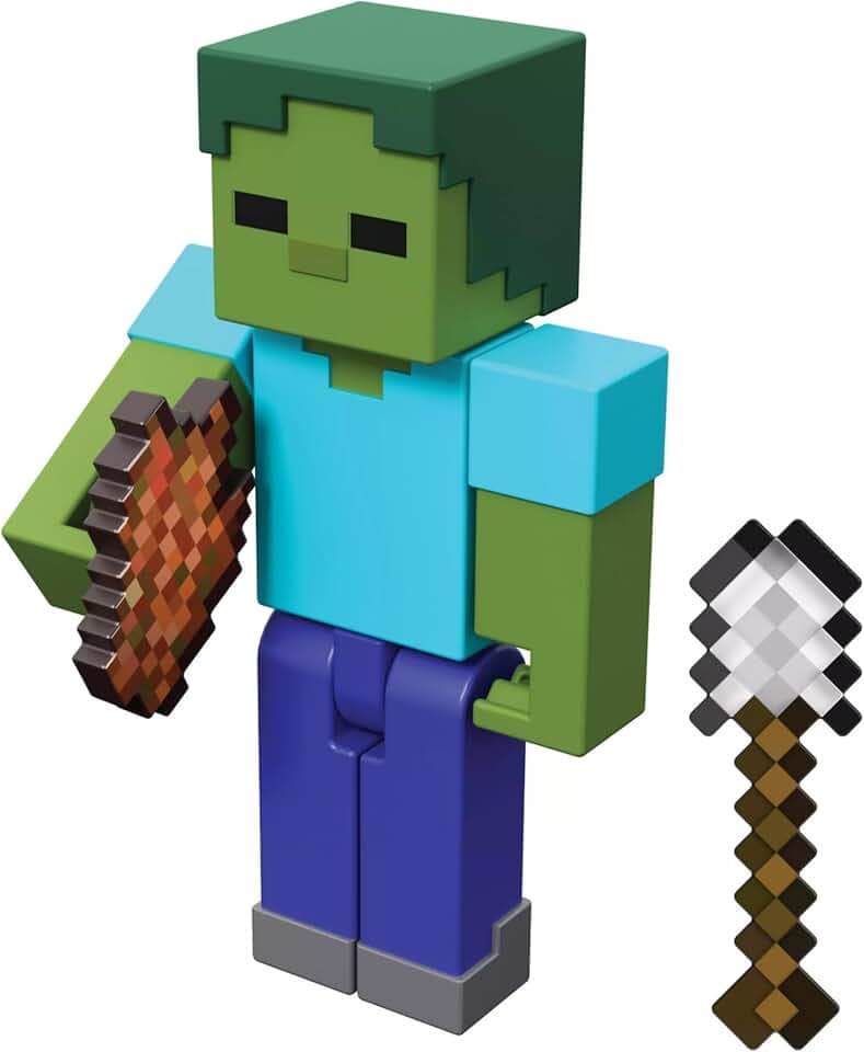 Minecraft Vanilla Zombie Action Figure for Kids Ages 6 and Up