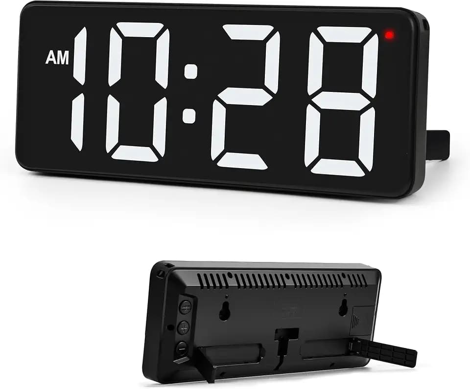 Sukeen Digitale Wanduhr Tischuhr, Digital Uhr Wand Uhr mit großen Ziffern, Automatische Lichtsteuerung, 12/24H, Wanduhr ohne Tickgeräusche mit Wohnzimmer/Schlafzimmer/Klassenzimmer/Lager/Büro-Weiß