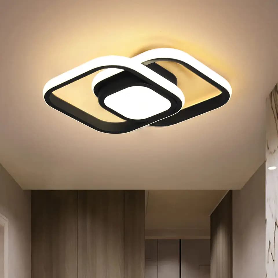 JDONG LED Deckenleuchte 24W Schwarz Deckenlampe 4000K 2000LM Neutralweiß Quadratisch Lampe für Küche Balkon Flur Schlafzimmer Keller Ø30CM
