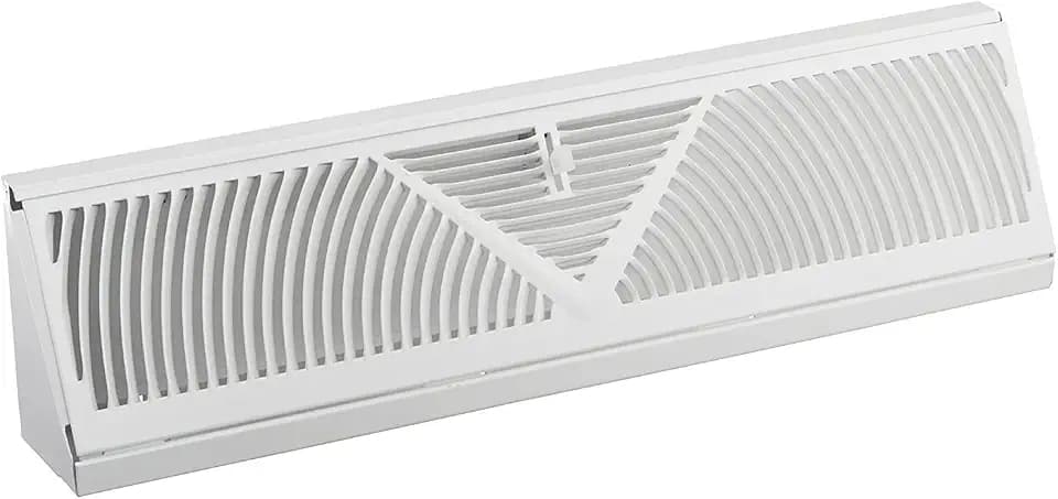 Rocky Mountain Goods 15-Inch Baseboard Register Vent- RoundFlow Design for Maximum Air Flow - Smooth Air Adjust Lever - Heavy Duty Steel - Easy Install