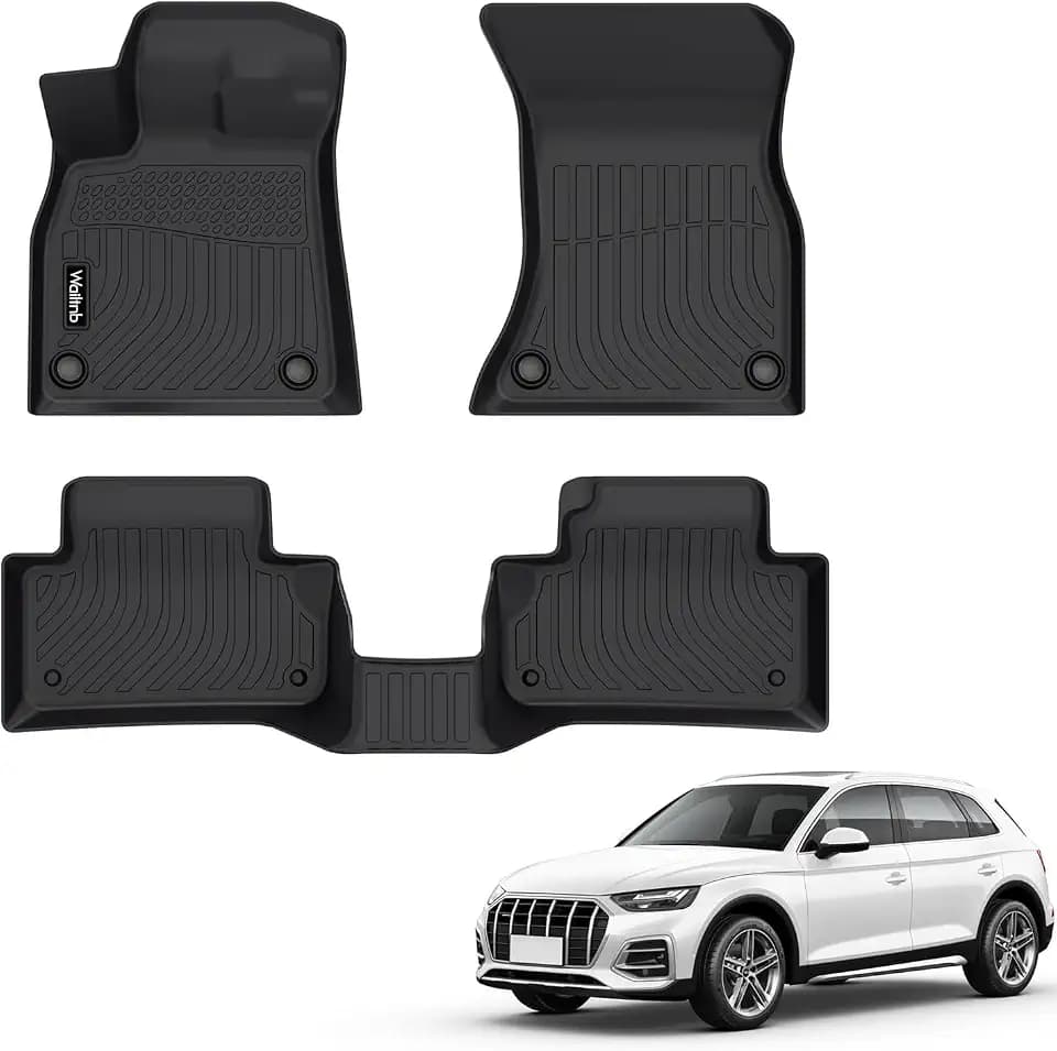 Floor Mats Custom for 2018-2025 Audi Q5 / SQ5 2023 2022 2021 2020 2019 2018 All Weather Protection Non-Slip Durable Floor Liners Fits Front& 2nd Row Full Set Black Accessories