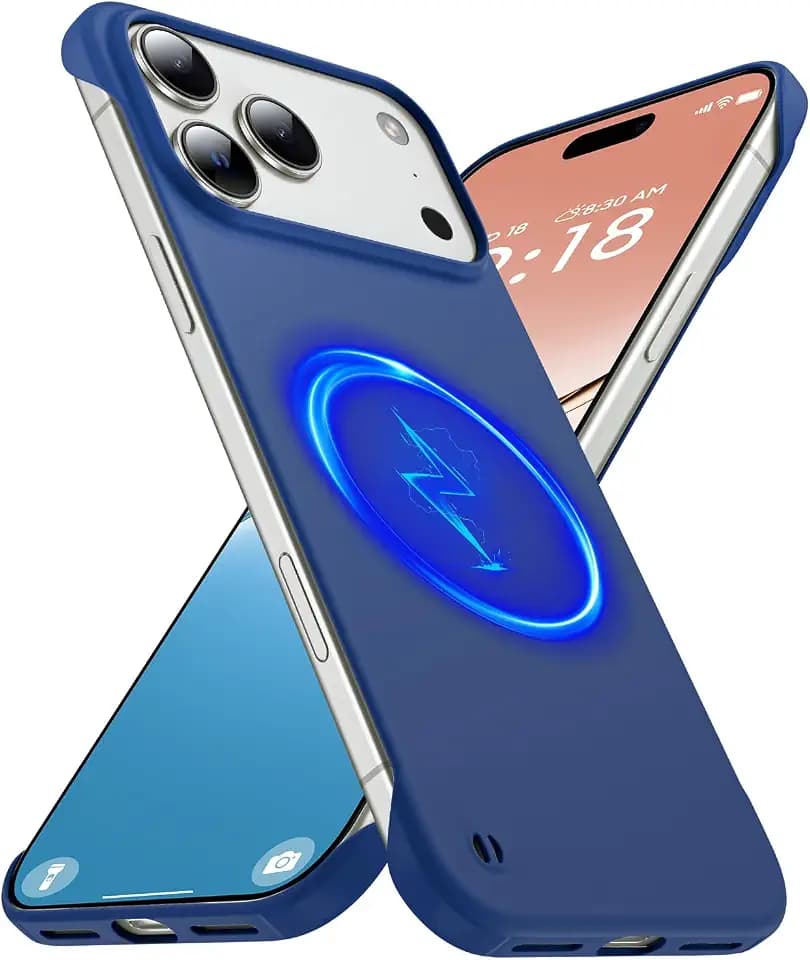 GRECAZO Magnetic Slim Frameless Case for iPhone 17 Pro Max, Blue
