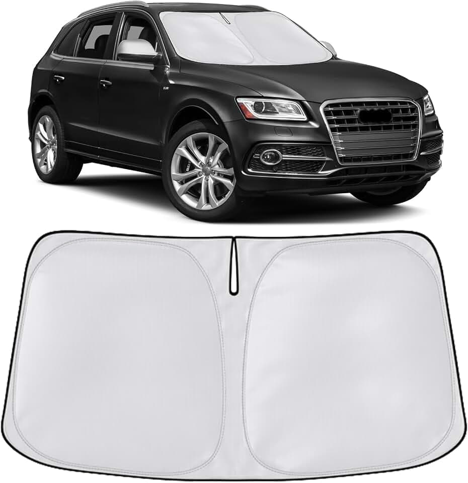 Sonnenschutz für die Windschutzscheibe, kompatibel mit Audi Q5 2010–2025, Faltbarer Sonnenschutz, Sonnenblendenschutz blockiert UV-Strahlen und hält Ihr Auto kühler