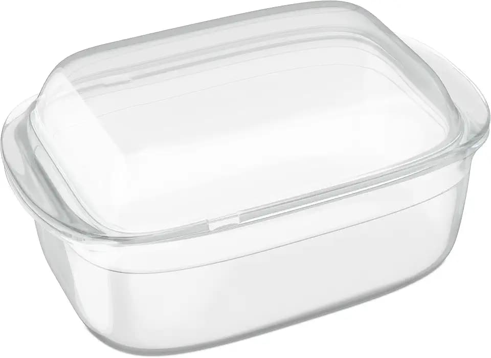 Relaxdays Auflaufform mit Deckel, Bräter aus Glas, 4,5 L, Lasagne, Auflauf, Tiramisu, Gratinform Backofen, transparent