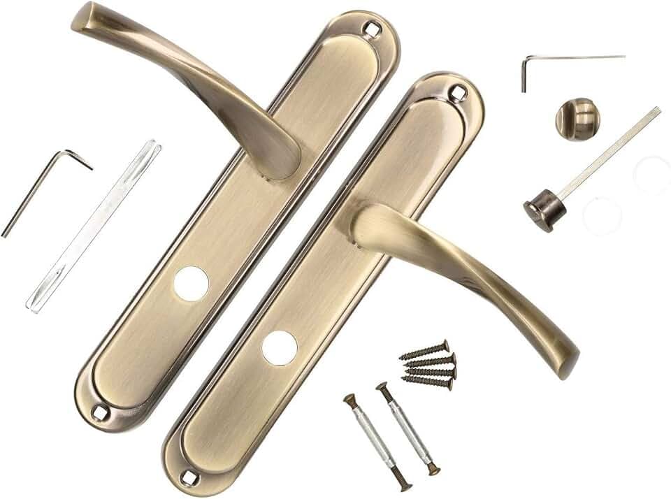 KOTARBAU Türdrücker 90 mm WC Türgriff Patin Türbeschlag Türklinke Drückergarnitur Langschild Türdrückergarnitur Innentür Außentür Handgriff Torbeschlag