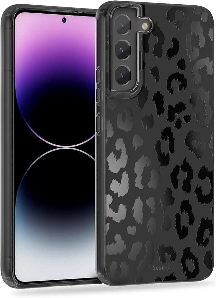 SCORPIFY Kompatibel mit Samsung Galaxy S22 Plus Hülle [Kompatibel mit Magnetic] für mattem schwarzes Leoparden Geparden Druck Design, niedliche magnetische Handyhülle für Frauen, Mädchen und Männer