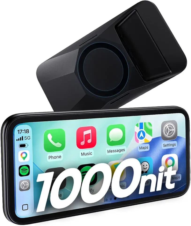 CarpodGo Mini 6.9″ CarPlay Screen for Car,Equal-Bezel Rounded Display,1000-nit Brightness,Portable 60fps Wireless Apple Carplay,Compatible with MagSafe Magnetic Mounts,Display-Only BT Mode