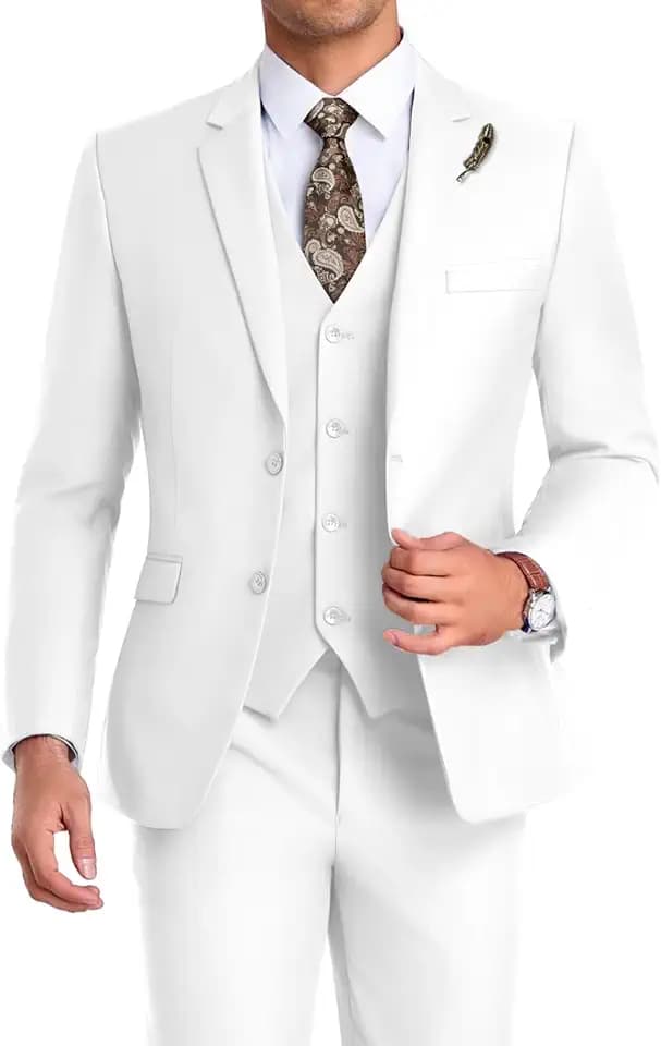 Men Suit 3 Pieces Slim Fit Jacket Vest Pant with Tie