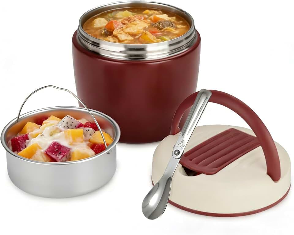 Cozary Thermobehälter für Essen 1200ml, Edelstahl 304 mit Löffel