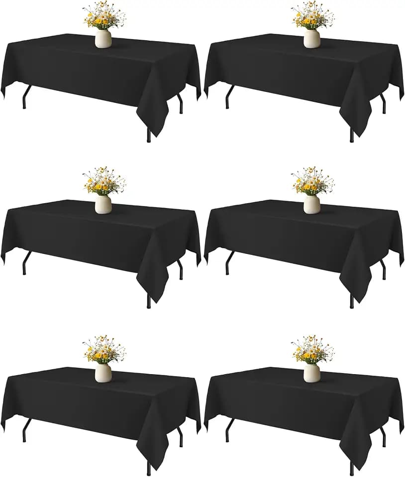 Niuara Black Polyester Table Cloth, 6 Pack, 60 x 84 in