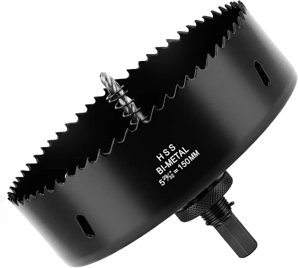 Flintronic Lochsäge 150mm, Bi-Metall-Lochsäge, Schnellarbeitsstahl HSS M42 Lochfräse Set, 1 Bohrer, 1 Mechanische Feder, 1 Pleuelstange, lochsäg für Aluminium, Holz, PVC-Platte und Kunststoffplatte