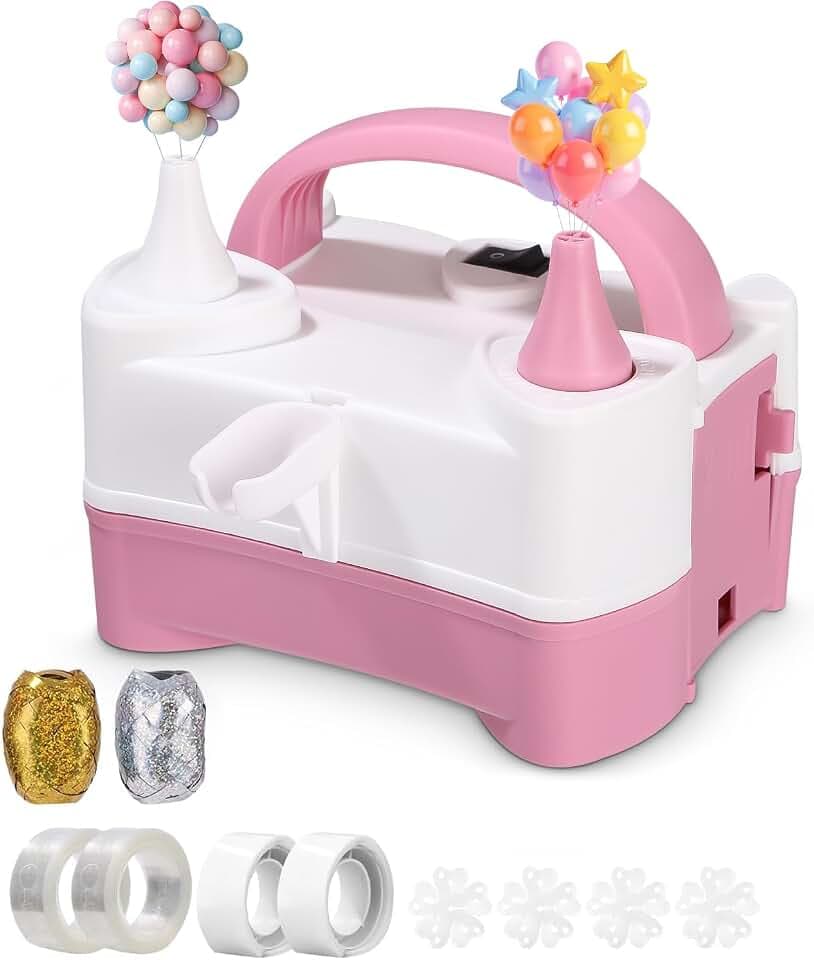 Ballonpumpe Elektrisch,Luftballonpumpe Kit Elektrische,Intelligenter 2 Modus Pumpe Luftballon Elektrisch,Portable Double Nozzle Balloon Pump Balloons Inflator for Party,Wedding,Birthday 400W