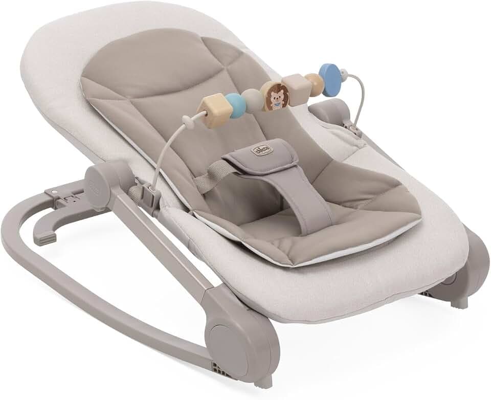 Chicco Wippe Magia 2-in-1: Babywippe und erster Sitz bis 18 kg, Spielbügel mit Holzelementen, Mini-Sitzverkleinerer inklusive, Schaukel- oder feste Position und verstellbare Rückenlehne